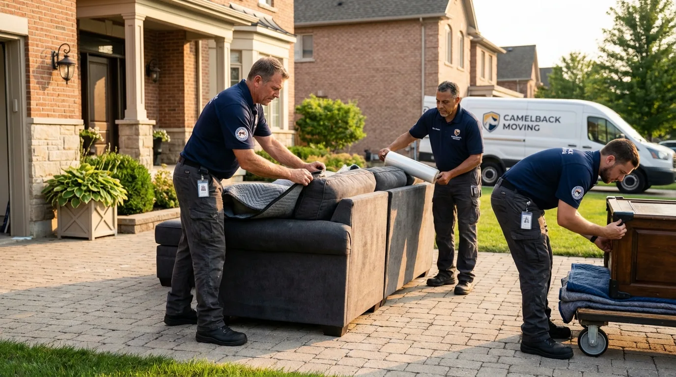Large estate moving crew wrapping furniture in Town Creek, AL
