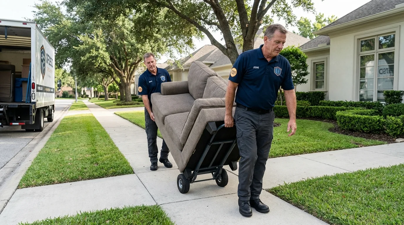 Local residential moving crew loading furniture in Town Creek, AL