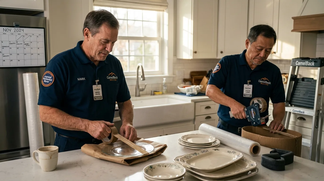 Professional crew packing kitchen dishware in Town Creek, AL